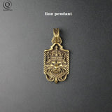 Vintage Brass Lion Keychain Pendant Jewelry Copper Punk Key Holder