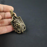Vintage Brass Lion Keychain Pendant Jewelry Copper Punk Key Holder