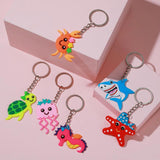 6pcs Mexican cactus hat hot dog Bohemian car dinosaur key chain PVC pendant