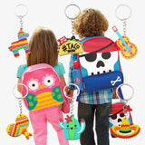 6pcs Mexican cactus hat hot dog Bohemian car dinosaur key chain PVC pendant
