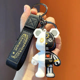 Half Skull Body Robot Bear Keychain Porte Clefs Punk Animal Keyring Car Keychain