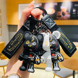 Half Skull Body Robot Bear Keychain Porte Clefs Punk Animal Keyring Car Keychain