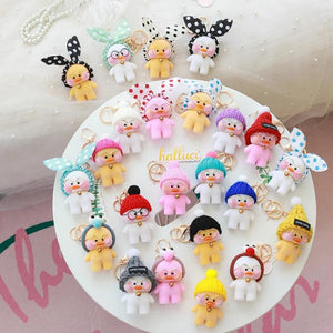 Cute Duck Keychain Plush Yellow Lalafanfan Bag Pendant Keyring