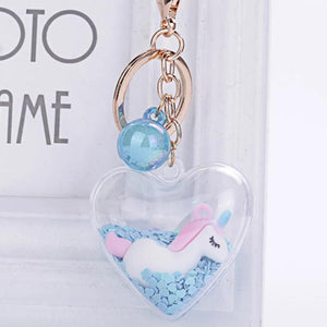 Sequins Heart-shaped Car Keychain Pink Unicorn Love Pendant
