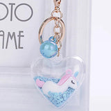 Sequins Heart-shaped Car Keychain Pink Unicorn Love Pendant