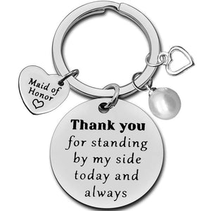 Bridesmaid Gift From Bride Maid of Honor Keychain Pearl Heart Wedding Proposal