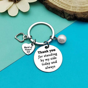 Bridesmaid Gift From Bride Maid of Honor Keychain Pearl Heart Wedding Proposal