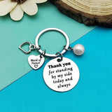 Bridesmaid Gift From Bride Maid of Honor Keychain Pearl Heart Wedding Proposal