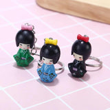 6PCS Colorful Japanese Kimono Girl Keychain Doll Keychain Key Ring