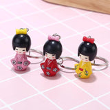 6PCS Colorful Japanese Kimono Girl Keychain Doll Keychain Key Ring