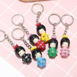 6PCS Colorful Japanese Kimono Girl Keychain Doll Keychain Key Ring
