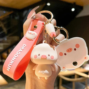 Pig Chrysanthemum Keychain Bag Pendant Couple Accessories