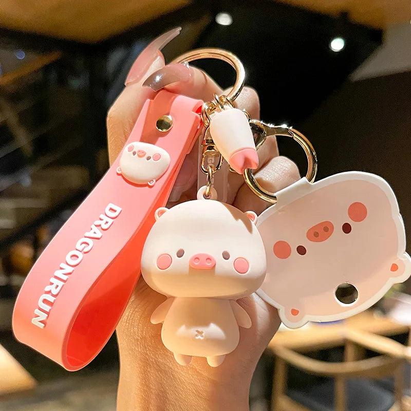 Pig Chrysanthemum Keychain Bag Pendant Couple Accessories