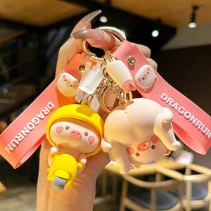 Pig Chrysanthemum Keychain Bag Pendant Couple Accessories