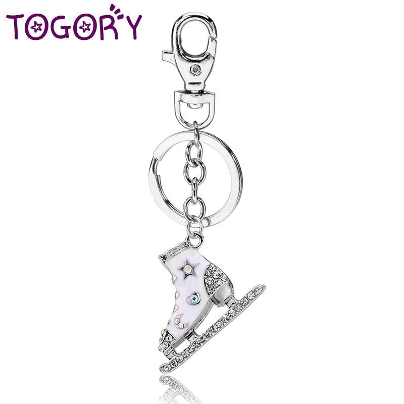 Skate Shoes Key Chains Rings Holder Rhinestone Purse Bag Buckle Pendant Keyrings
