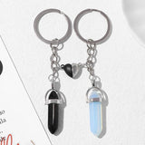 Heart Charm Magnetic Couple Keychain Opal Quartzs Pendulum Keyholder