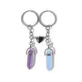 Heart Charm Magnetic Couple Keychain Opal Quartzs Pendulum Keyholder