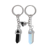 Heart Charm Magnetic Couple Keychain Opal Quartzs Pendulum Keyholder