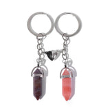 Heart Charm Magnetic Couple Keychain Opal Quartzs Pendulum Keyholder