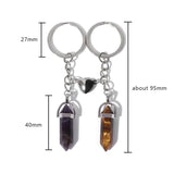 Heart Charm Magnetic Couple Keychain Opal Quartzs Pendulum Keyholder
