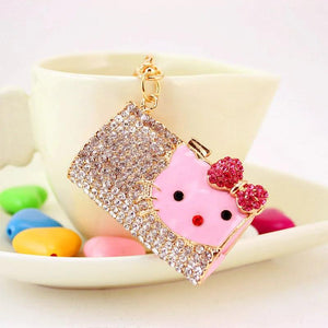 Cartoon Kitten Head Shape Handbag Key Chain Metal Pendant