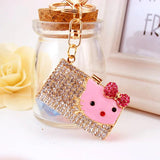 Cartoon Kitten Head Shape Handbag Key Chain Metal Pendant