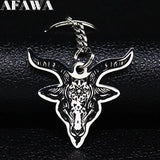 Sheep Head Satan Stainless Steel Key Chains Enamel Keyring Jewelry