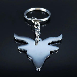 Sheep Head Satan Stainless Steel Key Chains Enamel Keyring Jewelry