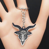 Sheep Head Satan Stainless Steel Key Chains Enamel Keyring Jewelry