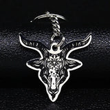 Sheep Head Satan Stainless Steel Key Chains Enamel Keyring Jewelry