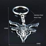 Sheep Head Satan Stainless Steel Key Chains Enamel Keyring Jewelry