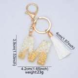 26 Initials Letter Keychains with Tassels Glitter Resin Alphabet Keyrings
