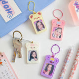 INS Bear Photocard Holder Kpop Idol Photo Sleeve Case with Keychain