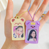 INS Bear Photocard Holder Kpop Idol Photo Sleeve Case with Keychain