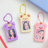 INS Bear Photocard Holder Kpop Idol Photo Sleeve Case with Keychain