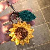 Sunflower Keychain Bag Charms Knitted Key Chain Yellow Flower Keyring