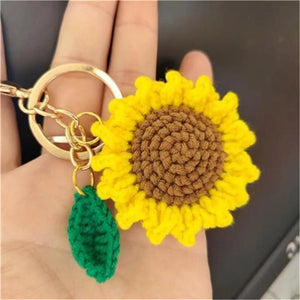 Sunflower Keychain Bag Charms Knitted Key Chain Yellow Flower Keyring