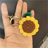 Sunflower Keychain Bag Charms Knitted Key Chain Yellow Flower Keyring