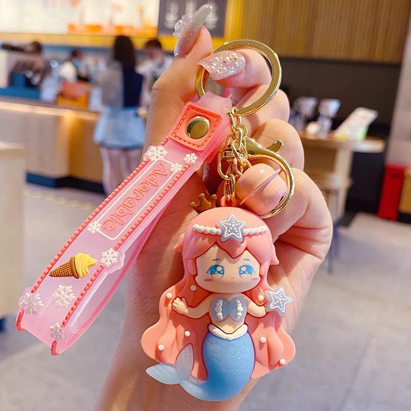 Cartoon Mermaid Keychain Kids Key Ring Accessories Bag Pendant Gift