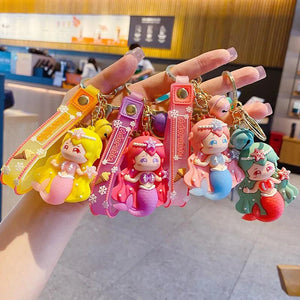 Cartoon Mermaid Keychain Kids Key Ring Accessories Bag Pendant Gift