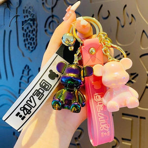 Colorful Bear Resin Doll Keychain for Women