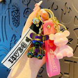 Colorful Bear Resin Doll Keychain for Women