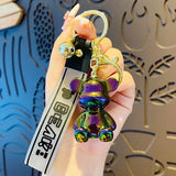 Colorful Bear Resin Doll Keychain for Women