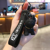 French Bulldog Keychain Leather Lanyard Bag Charm Pendant