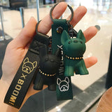 French Bulldog Keychain Leather Lanyard Bag Charm Pendant