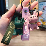 French Bulldog Keychain Leather Lanyard Bag Charm Pendant