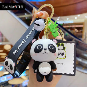 Cartoon Silicone Animal Key Chain - Panda Cat Lion Tiger Rabbit Dinosaur Doll