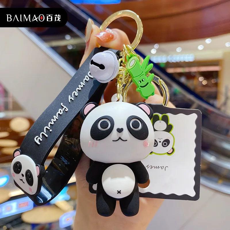 Cartoon Silicone Animal Key Chain - Panda Cat Lion Tiger Rabbit Dinosaur Doll