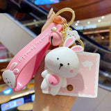 Cartoon Silicone Animal Key Chain - Panda Cat Lion Tiger Rabbit Dinosaur Doll