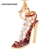 Pearl Studded Multicolor High-Heel Shoe Keychain